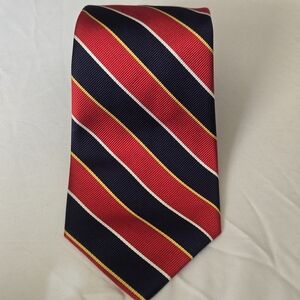 Jos. A. Bank Repp Tie 100% Silk with Red White and Blue Stripes Classic